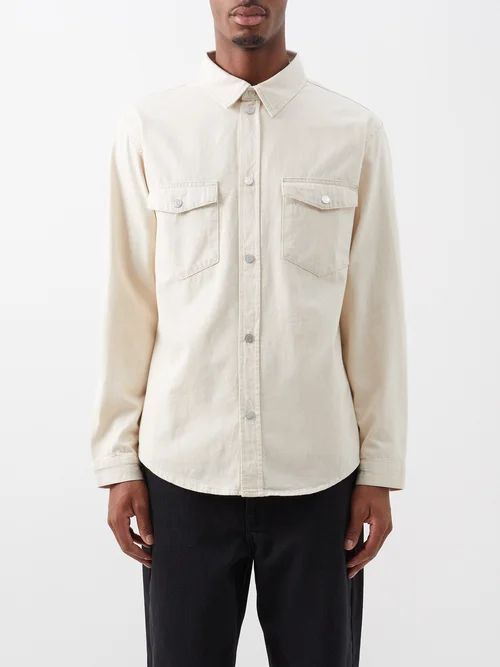 Flap-pocket Denim Shirt - Mens - White