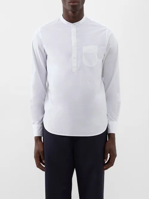 Auguste Collarless Cotton-poplin Shirt - Mens - White