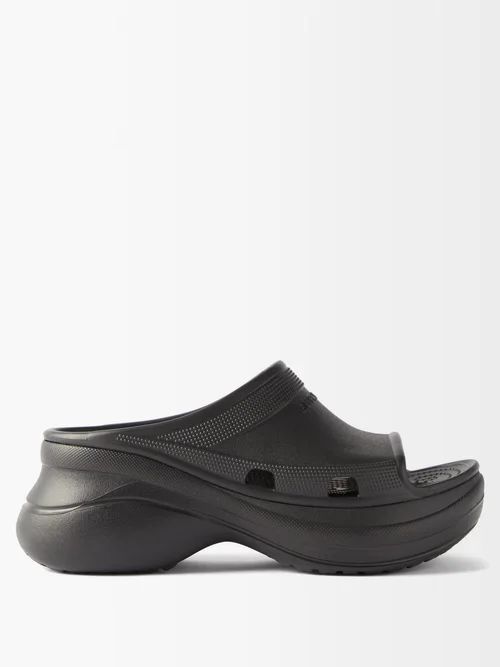 X Crocs Moulded-rubber Platform Slides - Mens - Black