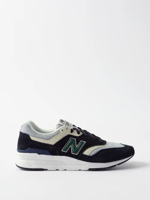997h Suede And Mesh Trainers - Mens - Black Green