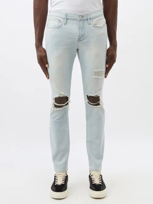 L'homme Distressed Slim-leg Jeans - Mens - Blue