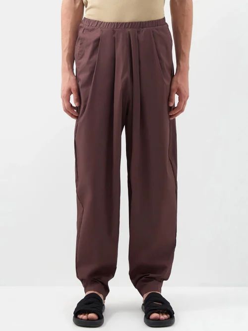 Fisherman Pleated Cotton-canvas Trousers - Mens - Brown