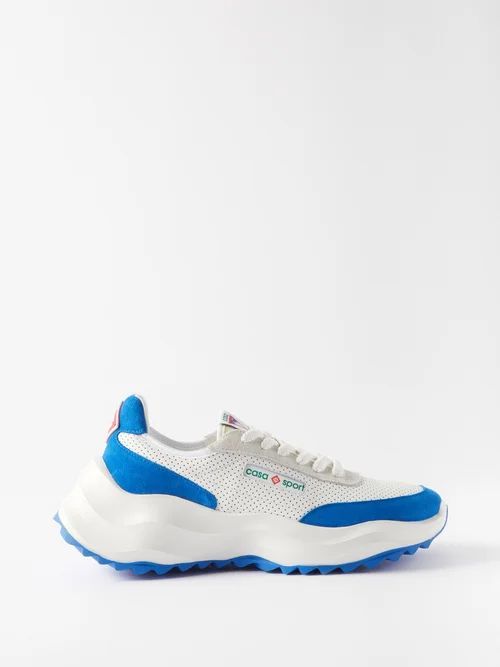 Atlantis Mesh And Suede Trainers - Mens - White Blue