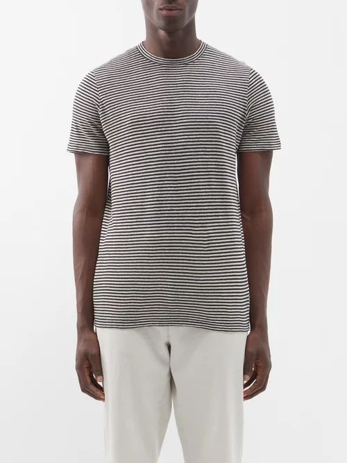 Leon Striped Linen-blend Jersey T-shirt - Mens - Cream
