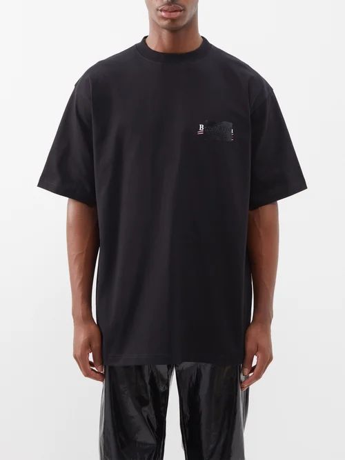 Gaffer Logo-print Cotton-jersey T-shirt - Mens - Black White