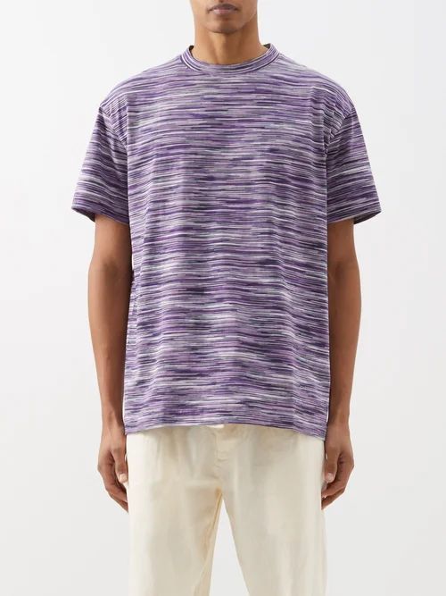 Space-dyed Cotton-jersey T-shirt - Mens - Purple Multi