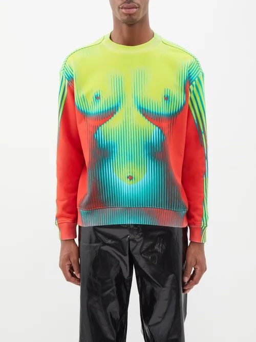 X Jean Paul Gaultier Body Morph-print Sweatshirt - Mens - Yellow Multi