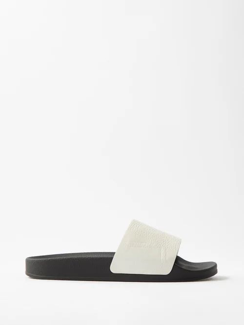 Humberto Leather And Rubber Slides - Mens - White Black