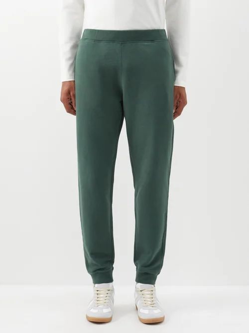 Elasticated-waist Cotton-jersey Track Pants - Mens - Dark Green