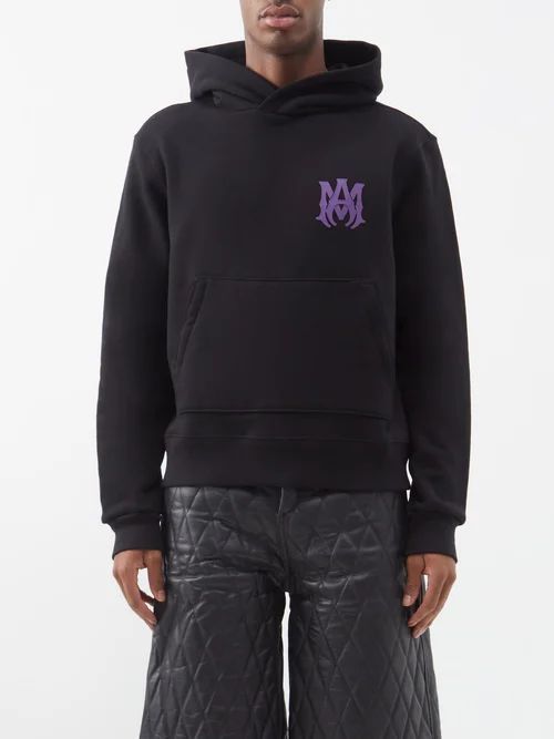 Ma Logo-print Cotton-jersey Hoodie - Mens - Black