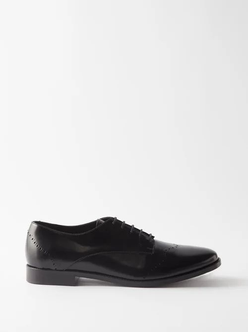 Diamond Line Jazz Leather Derby Shoes - Mens - Black