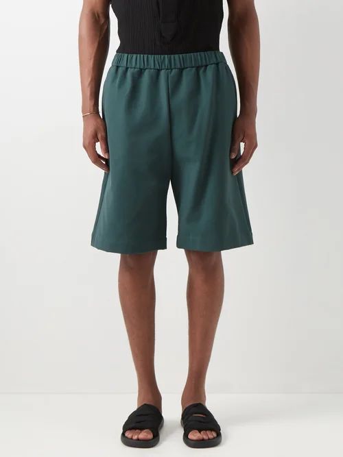 Elasticated-waist Twill Shorts - Mens - Green