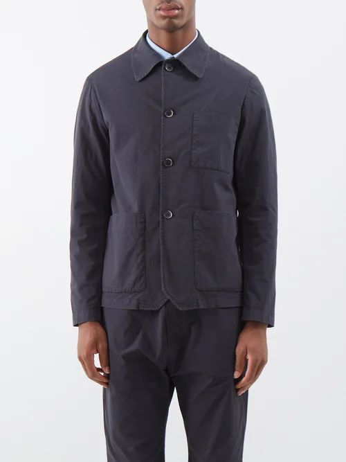 Visal Garbo Patch-pocket Cotton-blend Suit Jacket - Mens - Black