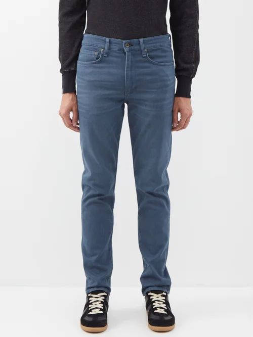 Fit 2 Brushed Cotton-blend Slim-leg Jeans - Mens - Blue