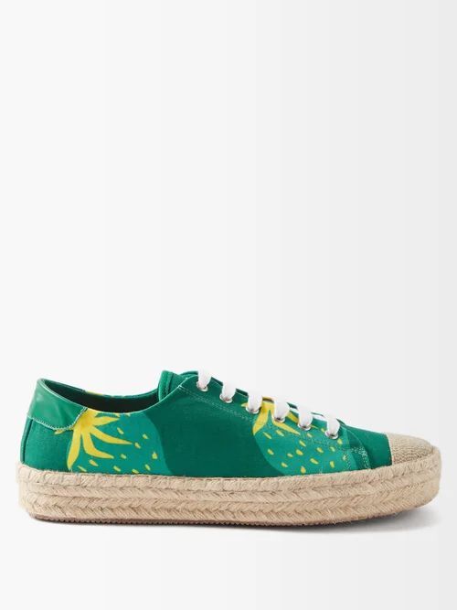 Printed-canvas Espadrilles Trainers - Mens - Green