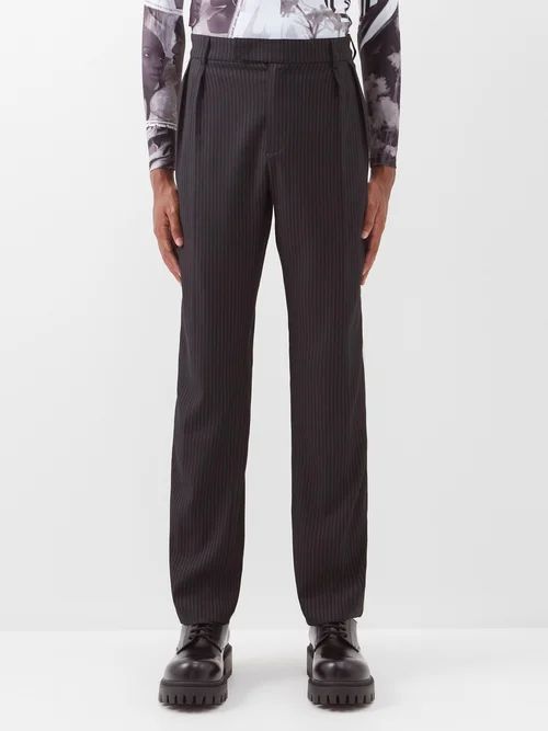 Babu Panelled Wool-blend Twill Suit Trousers - Mens - Black Multi