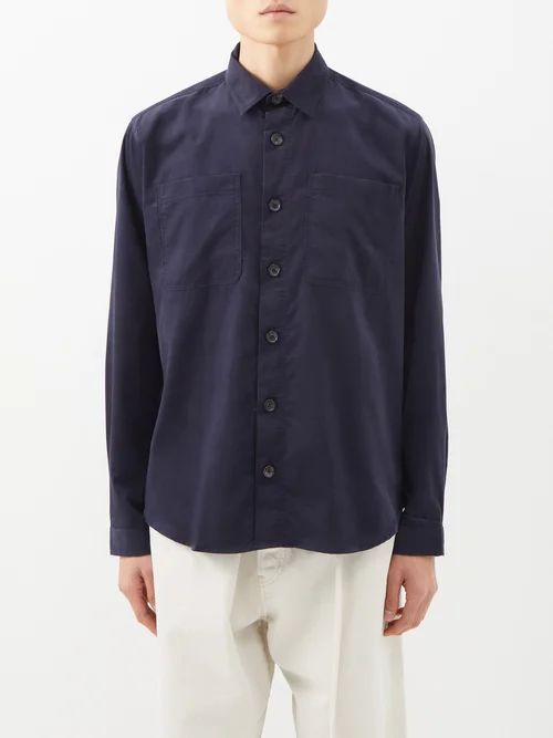 Treviscoe Organic-cotton Corduroy Shirt - Mens - Navy