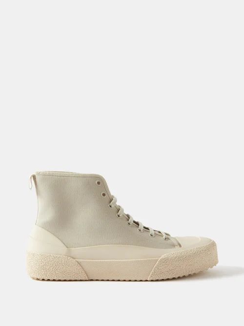Canvas High-top Trainers - Mens - Cream