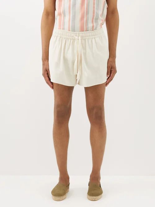Drawstring-waist Cotton Shorts - Mens - Cream