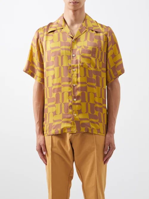 Rhythm Printed Short-sleeved Shirt - Mens - Yellow Brown