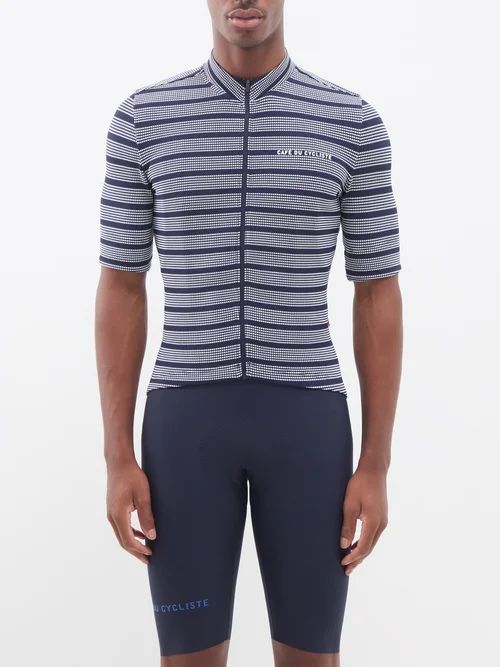 Francine Zip-front Cycling Jersey - Mens - Navy Stripe