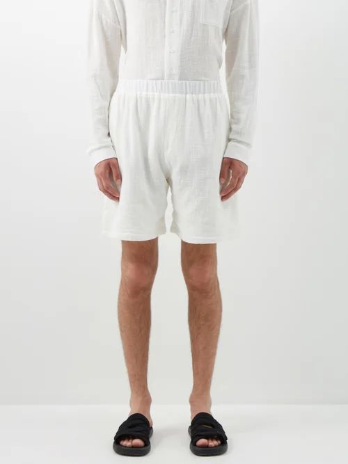 Slubbed Cotton-gauze Shorts - Mens - White