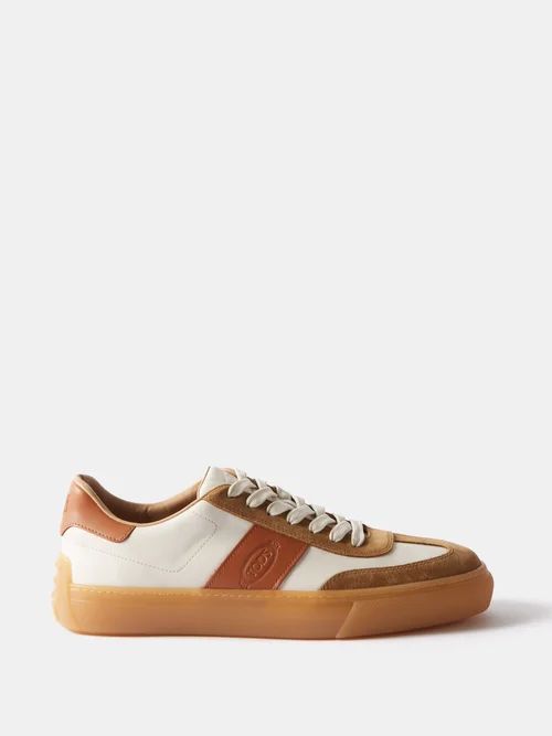 Panelled Suede And Leather Trainers - Mens - White Brown