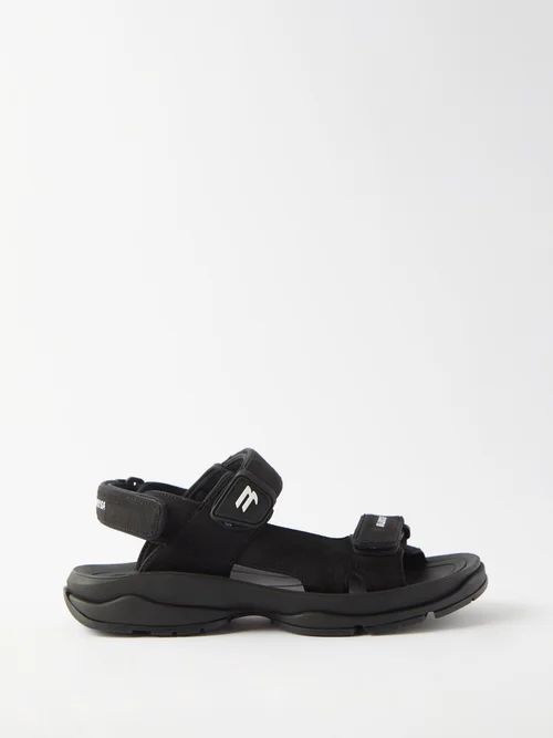 Tourist Logo-embroidered Two-strap Ripstop Sandals - Mens - Black