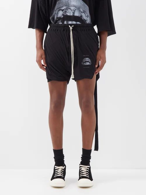 X Michèle Lamy Phleg Cotton-jersey Shorts - Mens - Black White