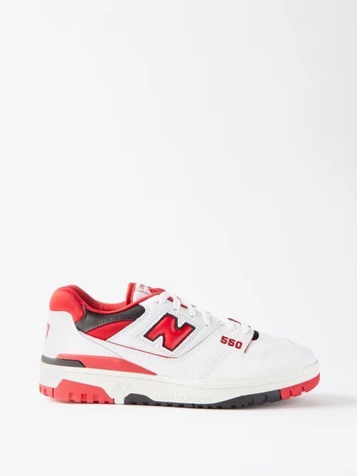 Bb550 Leather Trainers - Mens - White Red