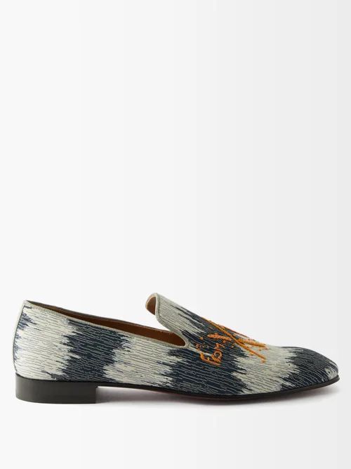 Dandelion Logo-embroidered Cotton-canvas Loafers - Mens - Navy White