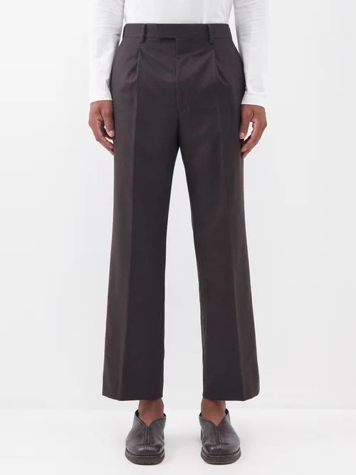 Super 160s Wool-flannel Straight-leg Trousers - Mens - Dark Brown