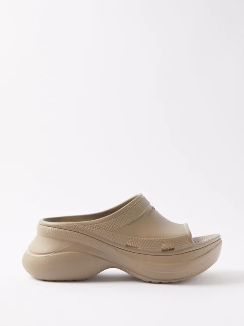 X Crocs Moulded-rubber Platform Slides - Mens - Beige