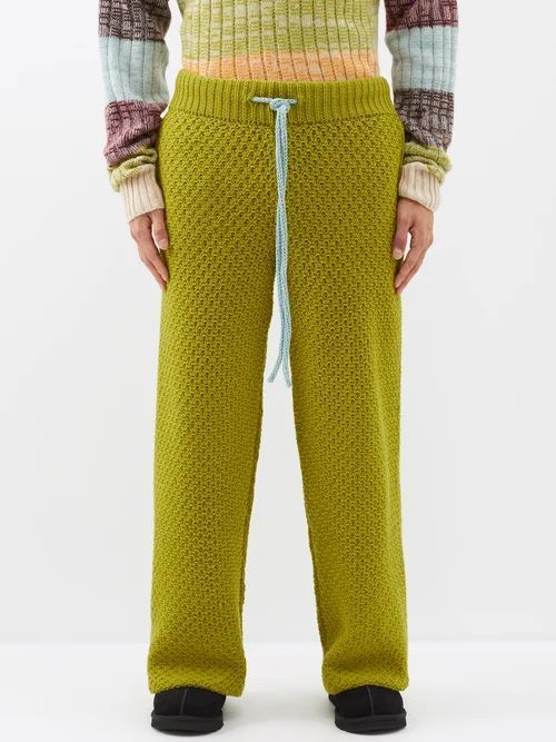 Honeycomb-knitted Cashmere Track Pants - Mens - Khaki