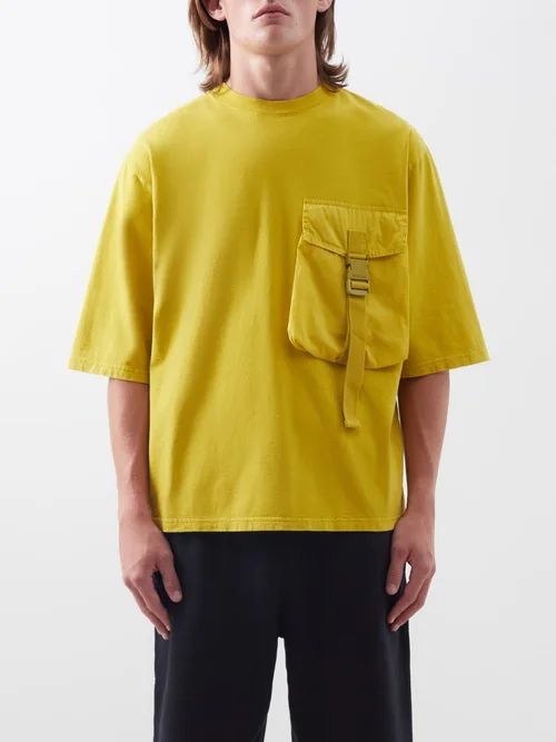 Nylon-pocket Cotton-jersey T-shirt - Mens - Yellow