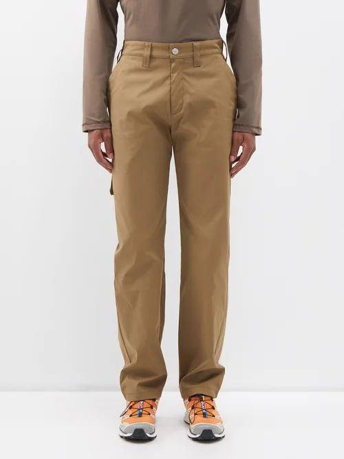 Flap-pocket Twill Trousers - Mens - Khaki Brown