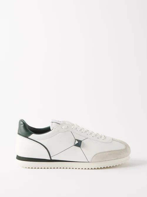 Retrorunner One Stud Leather Trainers - Mens - White Green