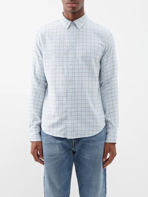 Fit 2 Plaid Cotton Shirt - Mens - Blue Multi