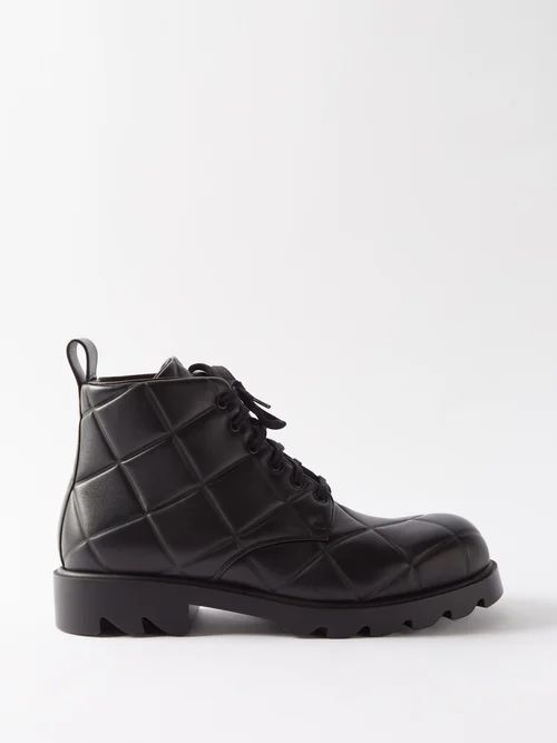 Strut Grid Quilted-leather Ankle Boots - Mens - Black