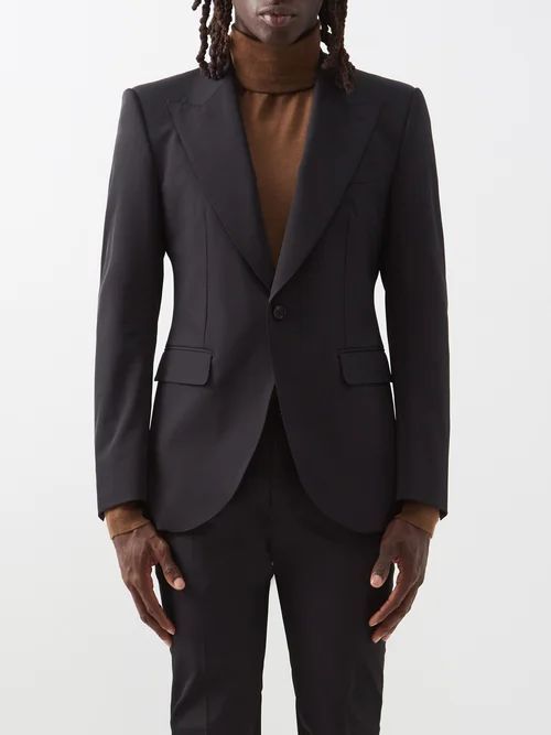 Sicilia-fit Logo-appliqué Wool-blend Suit Jacket - Mens - Black