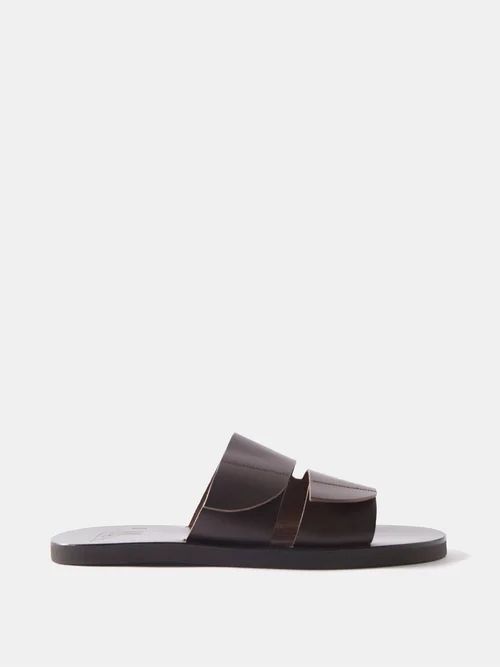 Blake Two-strap Leather Sandals - Mens - Brown