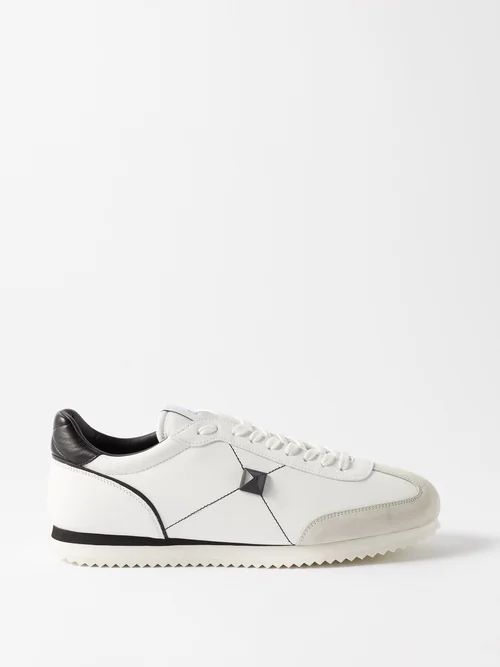 Retrorunner One Stud Leather Trainers - Mens - White Black