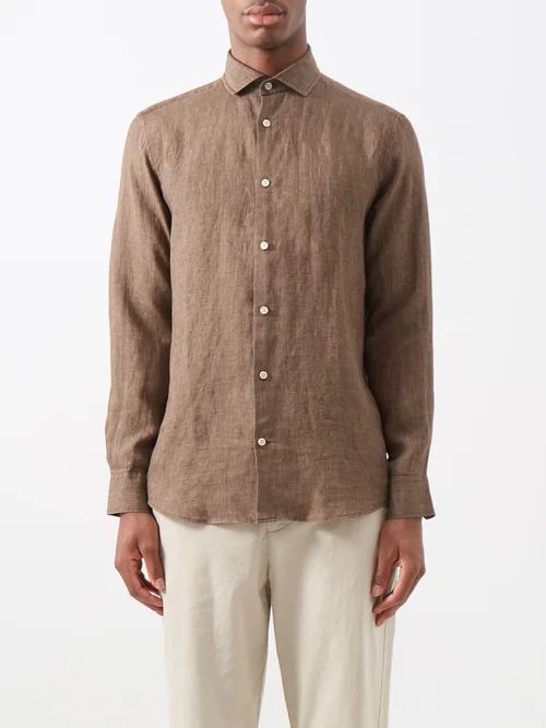 Antonio Linen Shirt - Mens - Brown