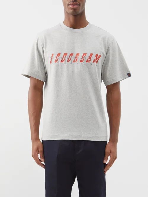 Logo-print Cotton-jersey T-shirt - Mens - Heather Grey
