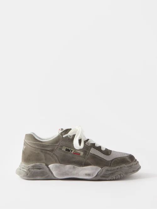 Parker Mesh And Suede Trainers - Mens - Grey