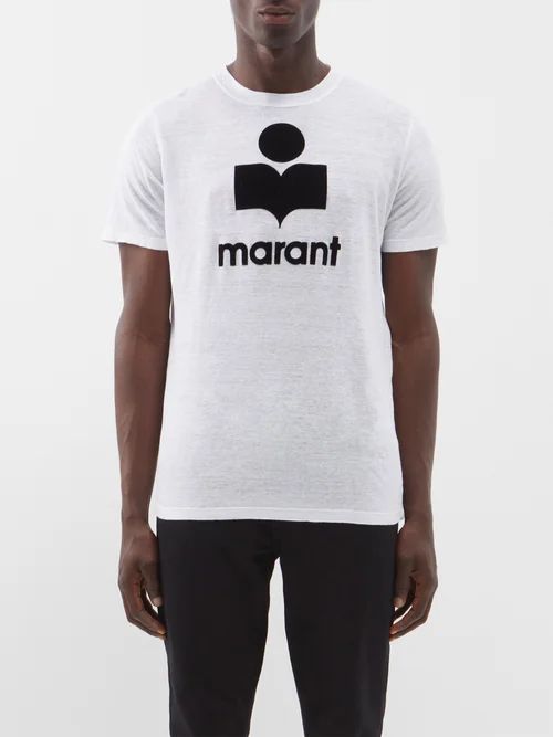 Karman Logo-flocked Linen T-shirt - Mens - White