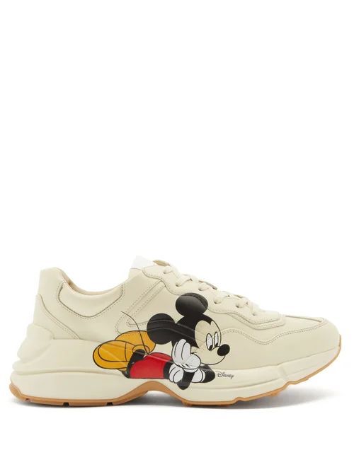 X Disney Rhyton Mickey Mouse Leather Trainers - Mens - White Multi