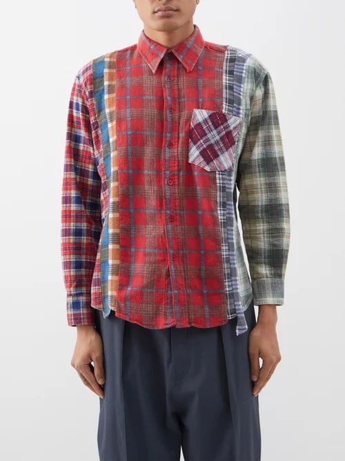 Patchwork Cotton-flannel Shirt - Mens - Multi
