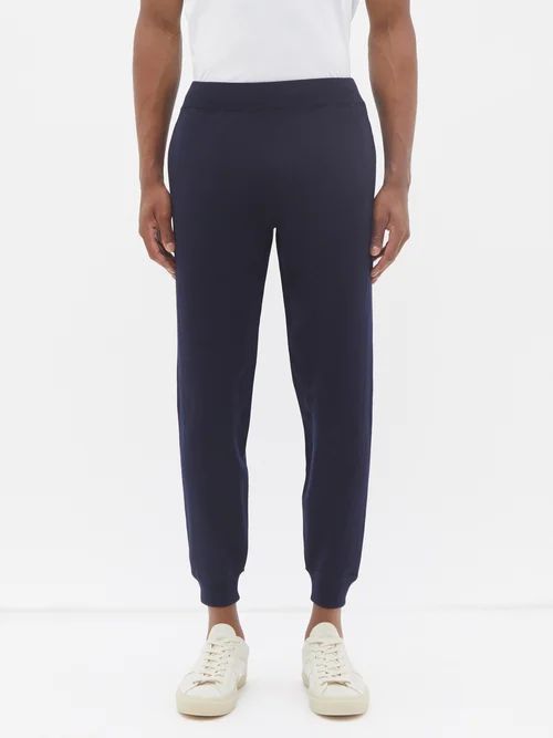 Rod Knitted Wool Track Pants - Mens - Navy