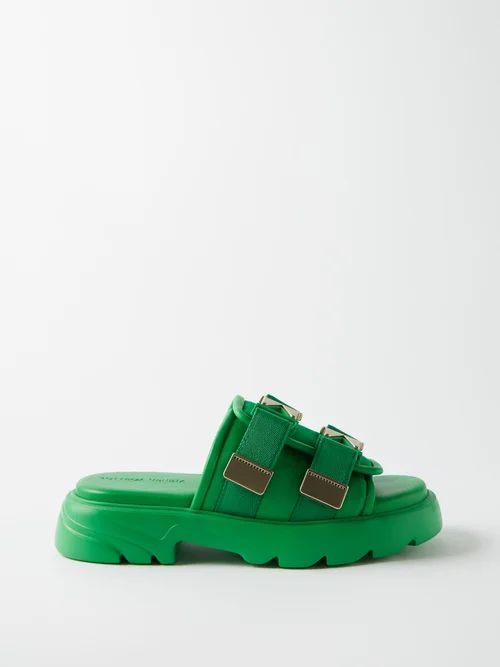 Flash Mesh And Leather Sandals - Mens - Green